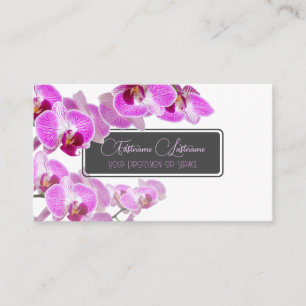 Wedding orchid flower monogram calligraphy QR-Code Business Card