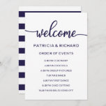 Wedding Order of Events Chic Navy Blue Schedule Invitation<br><div class="desc">A rustic chic black lettering wedding order of events cards. Add your own background colour.</div>