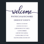 Wedding Order of Events Sign | Chic Navy Blue<br><div class="desc">A rustic chic black lettering wedding order of events sign. Add your own background colour.</div>