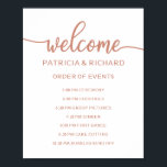 Wedding Order of Events Sign Rose Gold Calligraphy<br><div class="desc">A rustic chic black lettering wedding order of events sign. Add your own background color.</div>