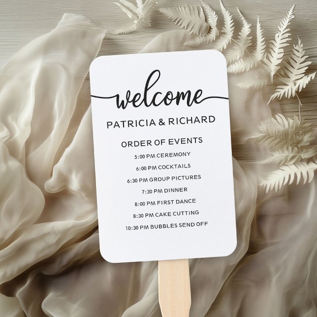 Wedding Order of Events Timeline Schedule Simple Hand Fan (Creator Uploaded)