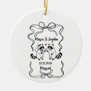 Wedding Ornament 2026,Cute Raccoon Couple