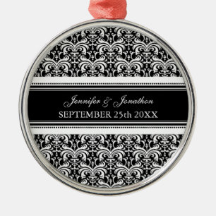 Wedding Ornament Favour Black and White Damask