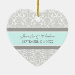 Wedding Ornament Favour Grey Blue Damask