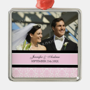 Wedding Ornament Favour Pink Black Damask