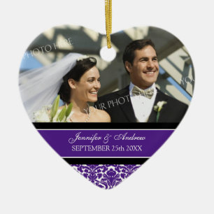 Wedding Ornament Favour Plum Black Damask