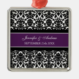 Wedding Ornament Favour Plum Black Damask