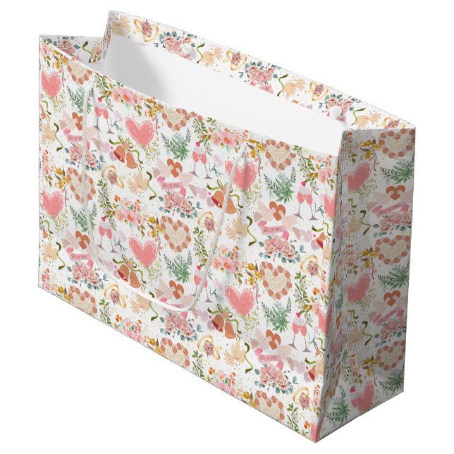 Wedding ornaments pattern large gift bag (Front Angled)