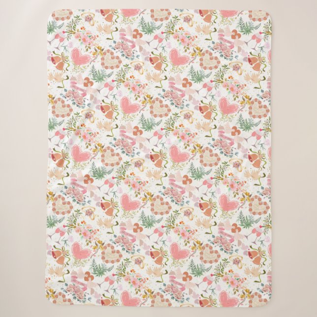 Wedding ornaments pattern sherpa blanket (Front)