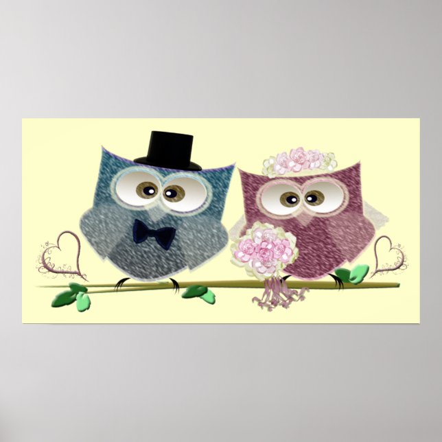 Wedding Owls Art Poster (Front)