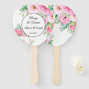 Wedding Paddle Fans Pink Floral