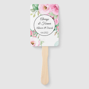 Wedding Paddle Fans Pink Floral