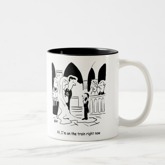 Wedding Pageboy is "On the Train" Two-Tone Coffee Mug (Right)
