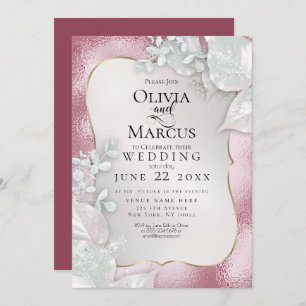 WEDDING Pale Burgundy Pearl Shimmer Invitation
