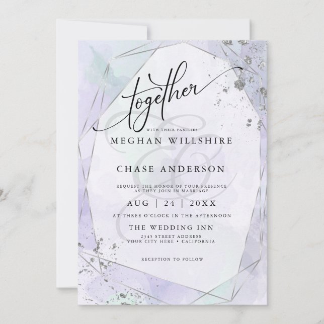 WEDDING | Pale Lilac Seafoam Green Silver Jaspé (Front)