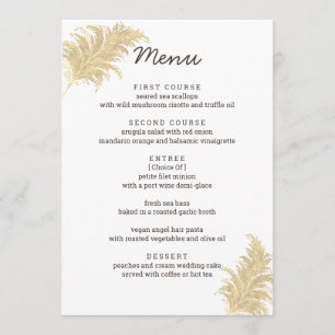 Wedding Pampas Grass Tan On White Reception Menu