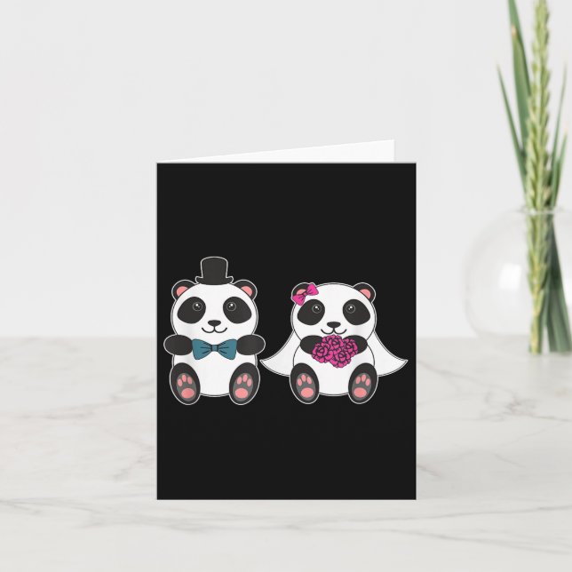 Wedding Panda Bear Bride Groom Married Honeymoon M Card (Front)