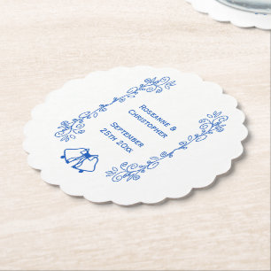 Wedding Paper Coaster Blue Sapphire Bells