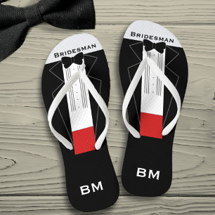 Wedding Party Bridesman Tuxedo Flip Flops