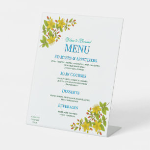 Wedding party custom menu pedestal sign