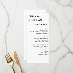 Wedding Party Dinner Menu Card