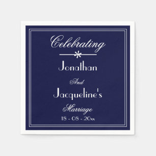 Wedding Party Elegant Navy Blue Custom Wedding Napkin