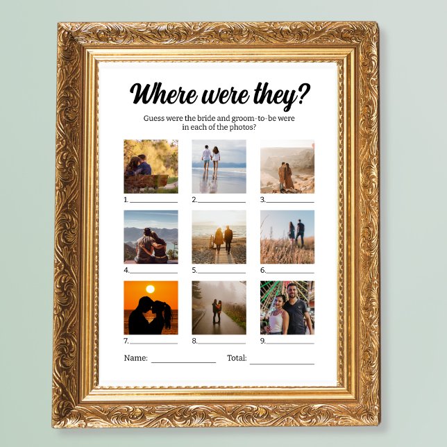 Wedding Party Game Where Were They Photo Guessing Poster (Wedding Party Game Where Were They Photo Guessing Poster)