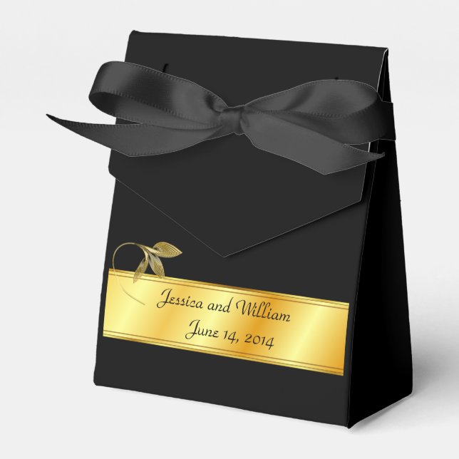 Wedding Party Gift Box in Gold and Black (Front Side)