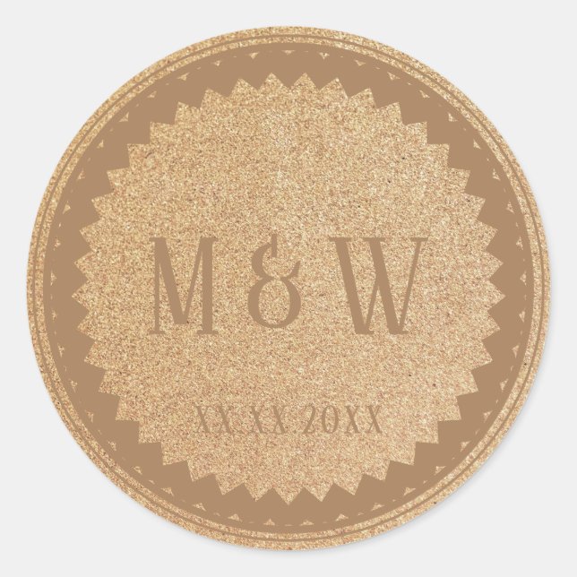 Wedding Party Gold Glitter Classic Classic Round Sticker (Front)