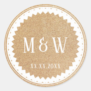 Wedding Party Gold Glitter Classic Round Sticker