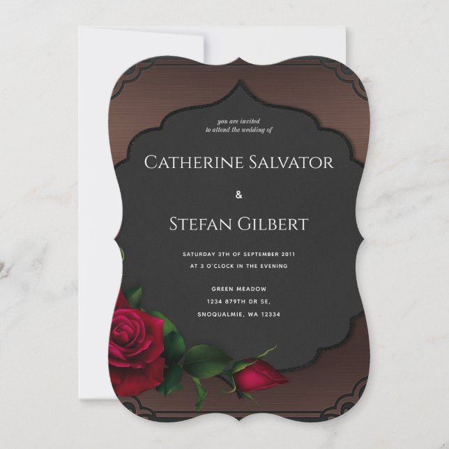 Wedding Party Gothic Red Roses Invitation (Front)