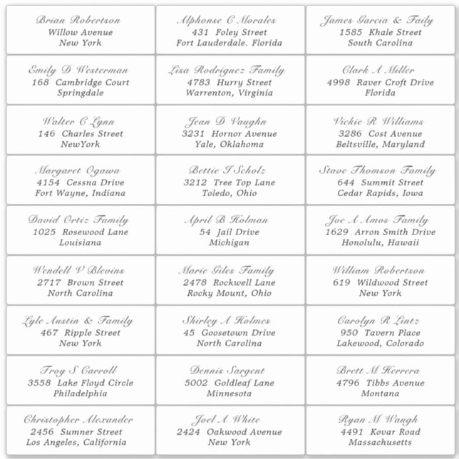 Wedding Party Guest Address Label Sticker (Front)