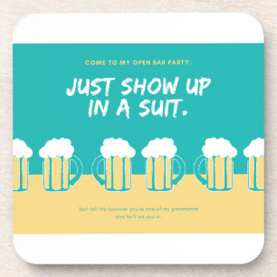 Wedding Party Invitation – Open Bar Fun Design Coaster