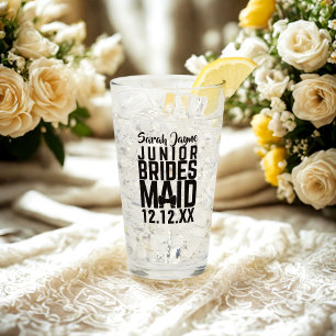 Wedding Party Junior Bridesmaid Gift Glass Tumbler
