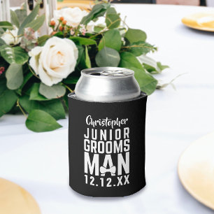 Wedding Party Junior Groomsman Name Can Cooler