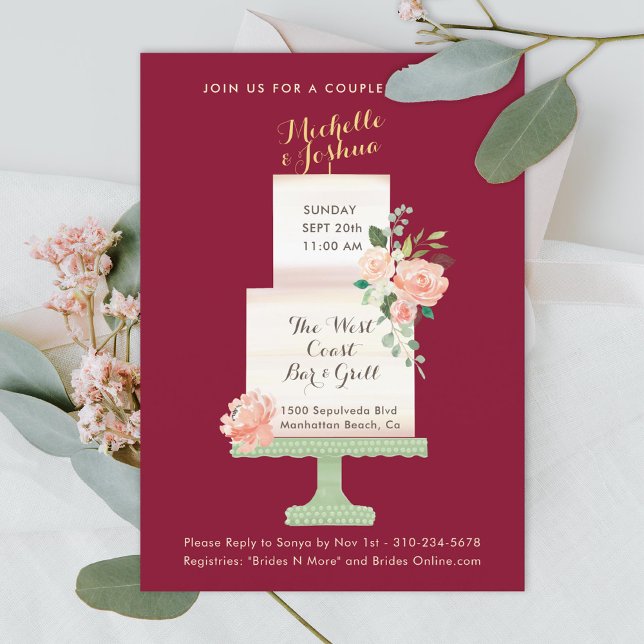 Wedding Party Names Cake Topper Watercolor Floral Invitation (Creator Uploaded)