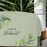 Wedding Party Palm Leaf Any Colour Bridesmaid Dopp Kit<br><div class="desc">Bridal party gift to personalise for your bridesmaid - or anyone in your wedding party. Bridesmaid is lettered in swirly handwritten calligraphy and, you can easily switch this to a different role, by entering the design tool. The design features a watercolor tropical palm leaf which is also used in the...</div>