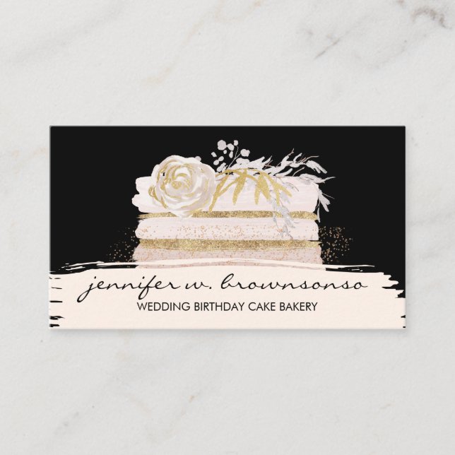 Wedding Party Pink Custom Cake Business Card (Front)