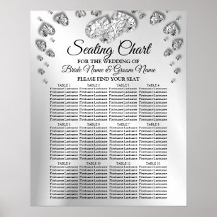 Wedding Party Silver Hearts Grey Black Elegant Poster