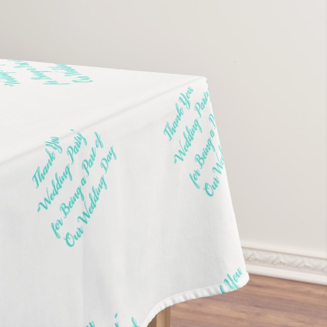 Wedding Party Table Turquoise Typography  Tablecloth (In Situ)