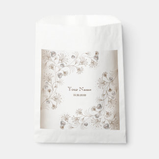 Wedding Party Tan Floral Heart Beige Elegant Favour Bags