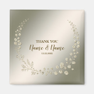 Wedding Party Thank You Golden Floral Leaves Magnet