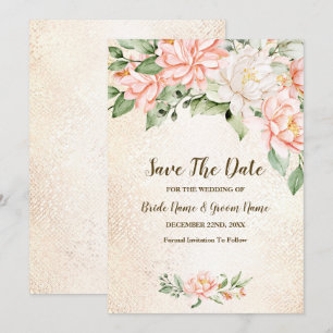Wedding Party Watercolor Peach White Flower Save T The Date