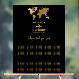 Wedding Passport Black Gold Seating Chart