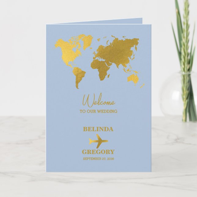 Wedding Passport Blush Dusty Blue Order of Service Programme (Front)