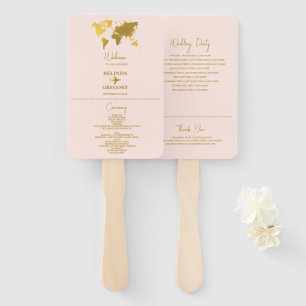 Wedding Passport Blush Pink Gold Program Hand Fan