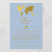 Wedding Passport Gold Dusty Blue Itinerary