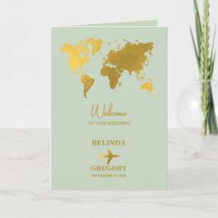 Wedding Passport Sage Green Gold Order of Service Programme