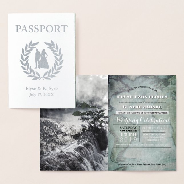wedding passport silver foil card (Display)