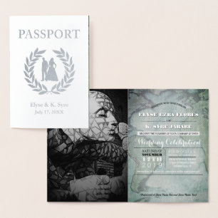 wedding passport silver foil card